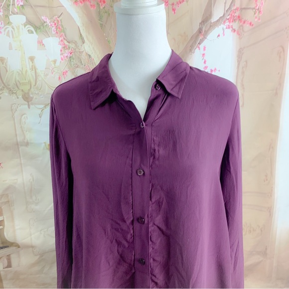 NEW Eileen Fisher Purple Silk Button Down - Picture 6 of 13